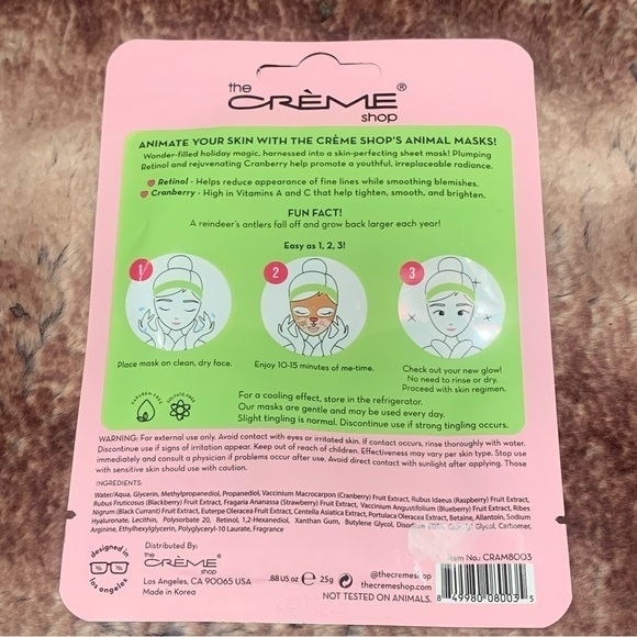 The Crème Shop Animated Reindeer Face Mask - Picture 2 of 2